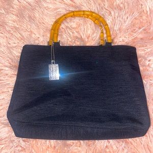 Vintage 90s/early 00’s Mondani New York Bamboo Handle Purse With Metal Accents